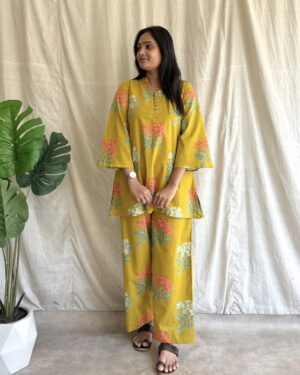 Cotton flroal print coord set