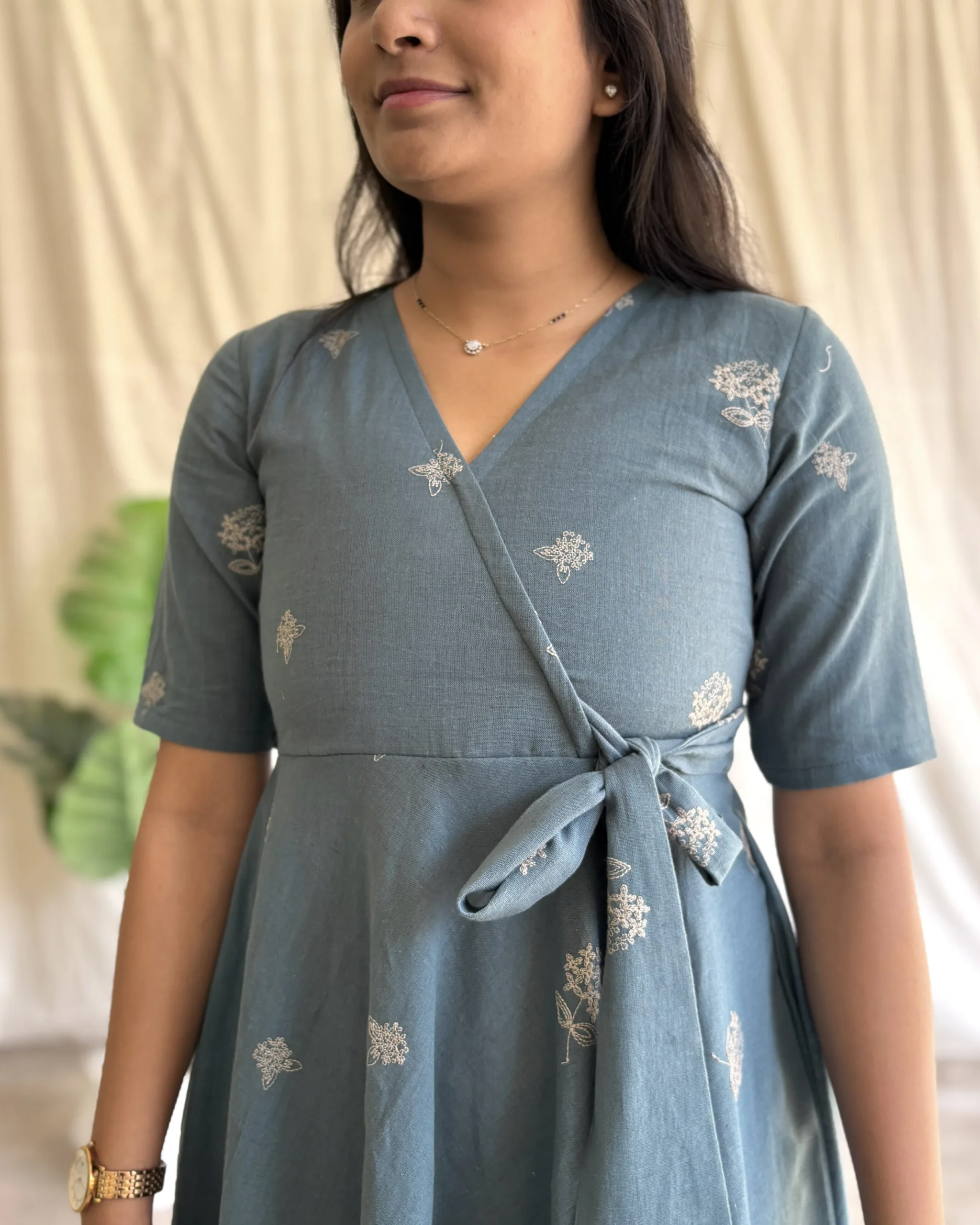 Khadi cotton embroidered cotton maxi dress - Image 5