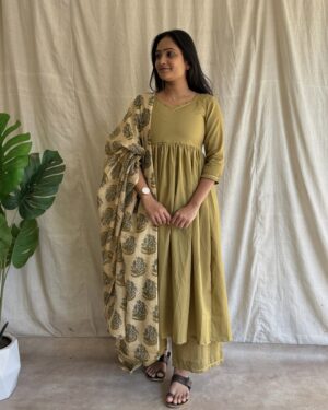 Cotton suit with kota doria dupatta