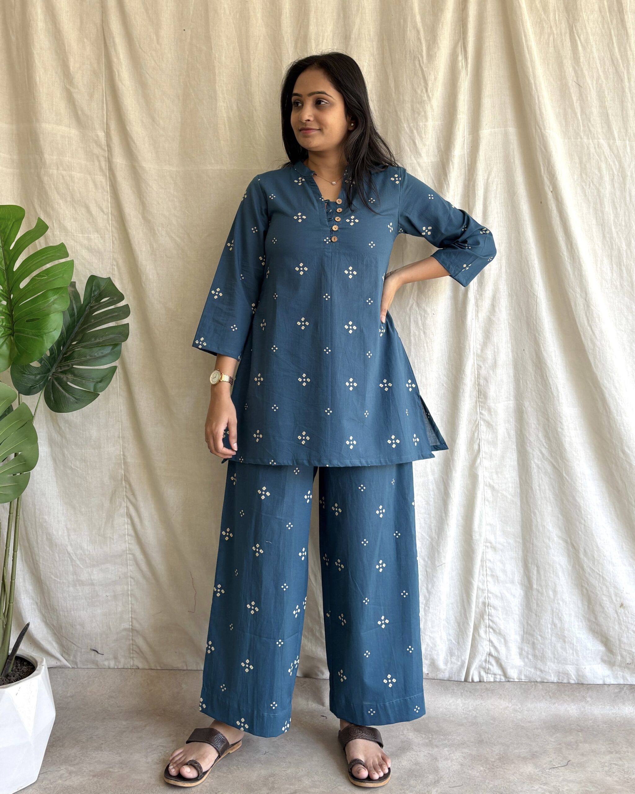Cotton bandhani print coord set