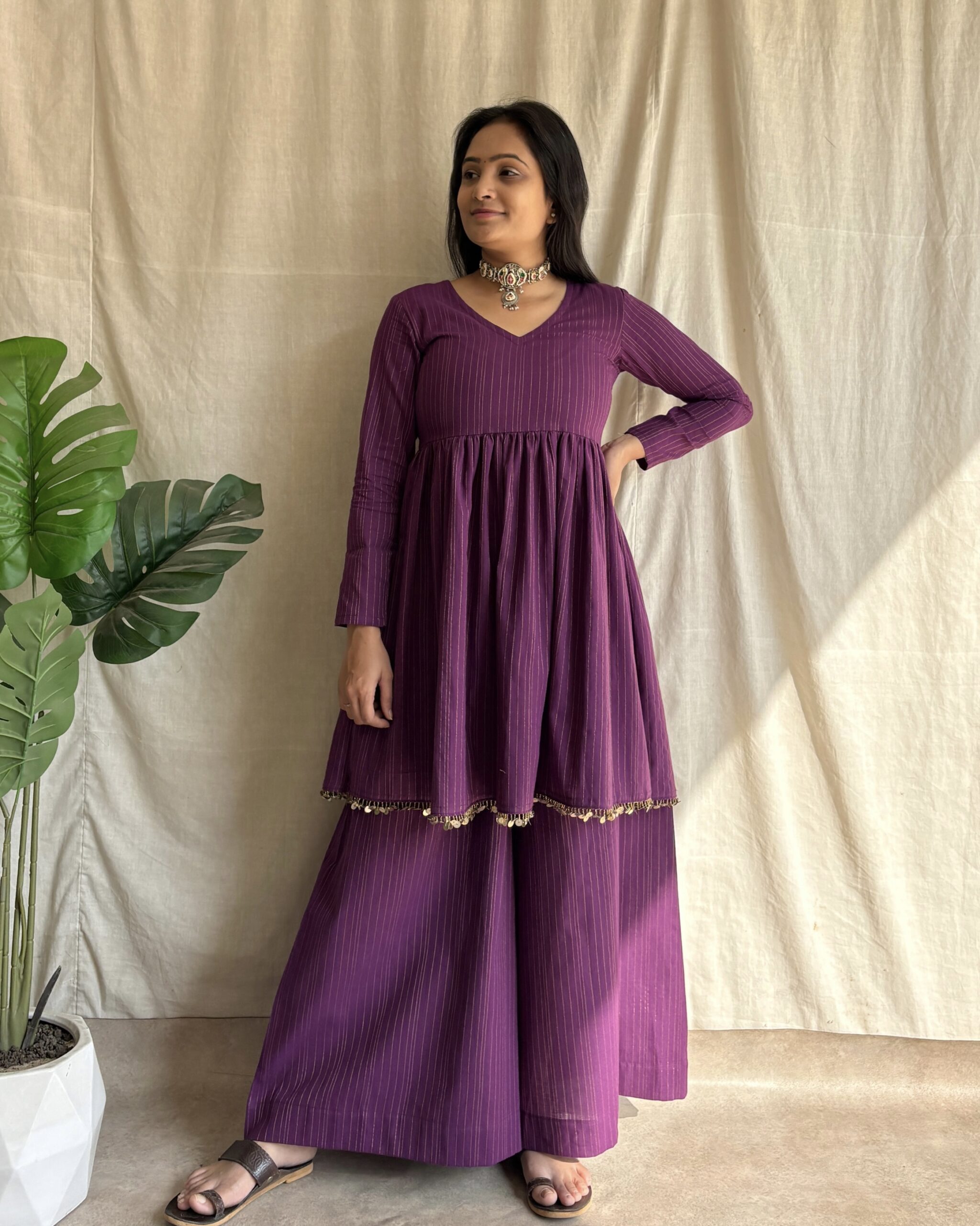 Purple pure Handloom coord set