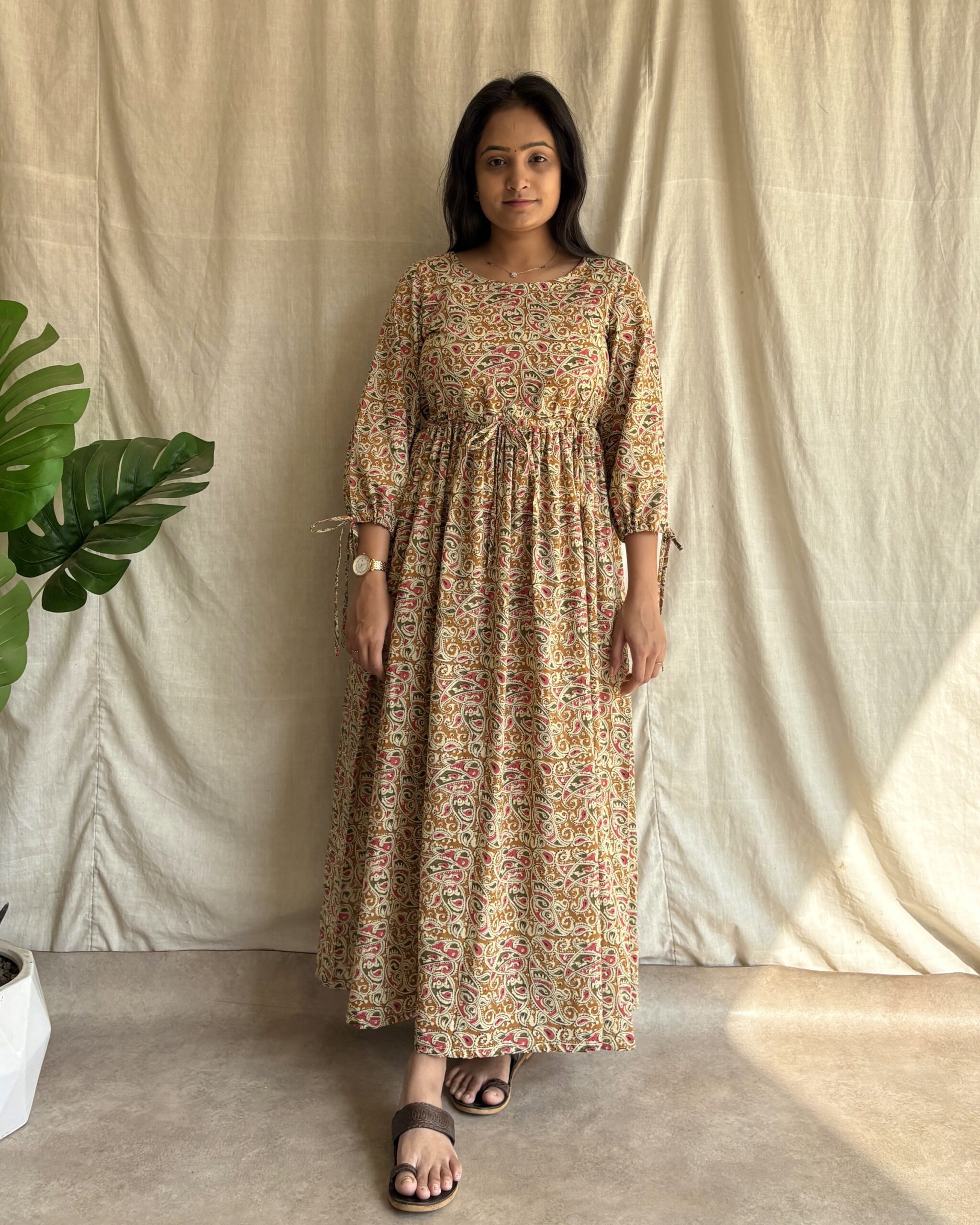 Mustard Cotton maxi dress