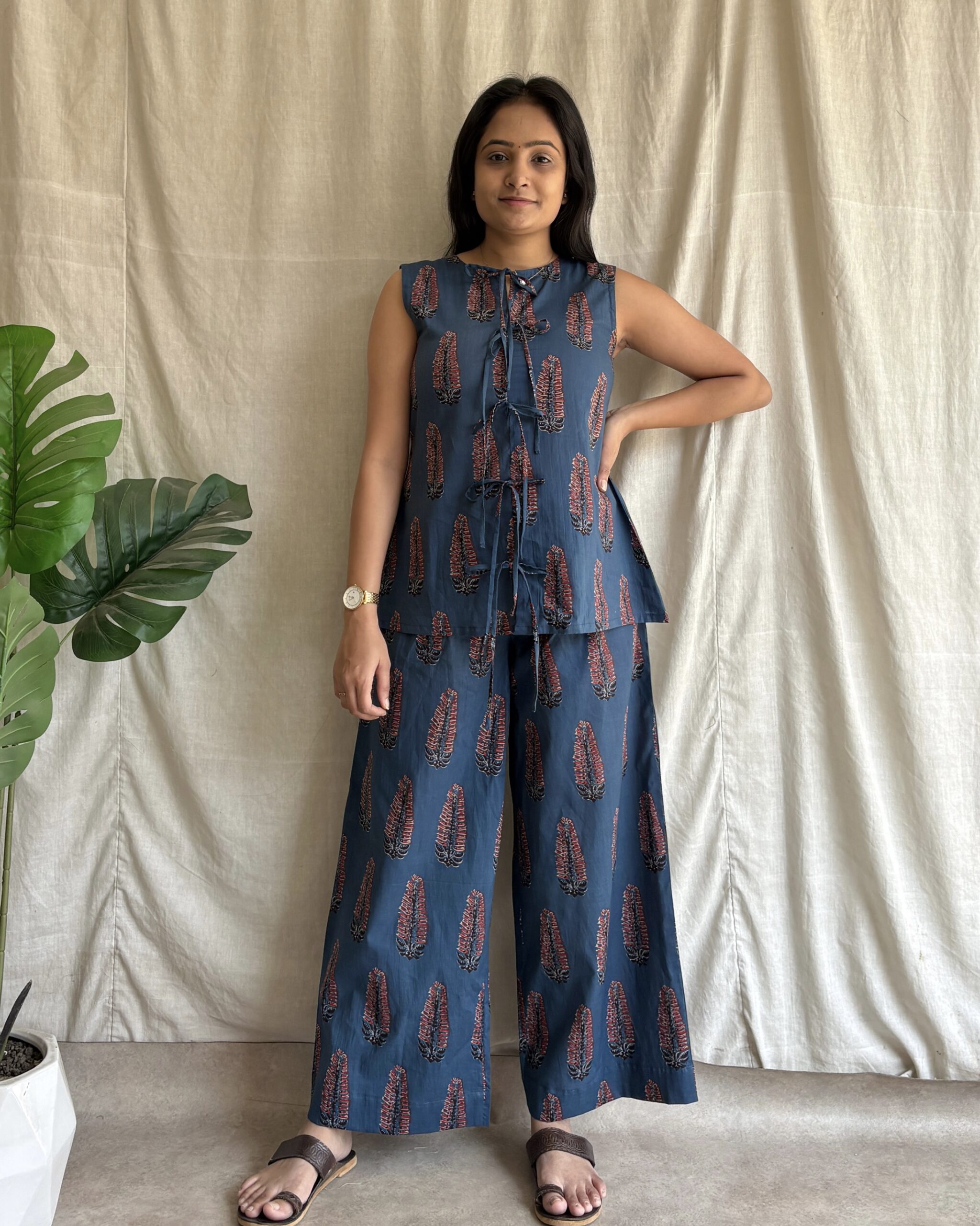 Navy blue cotton coord set