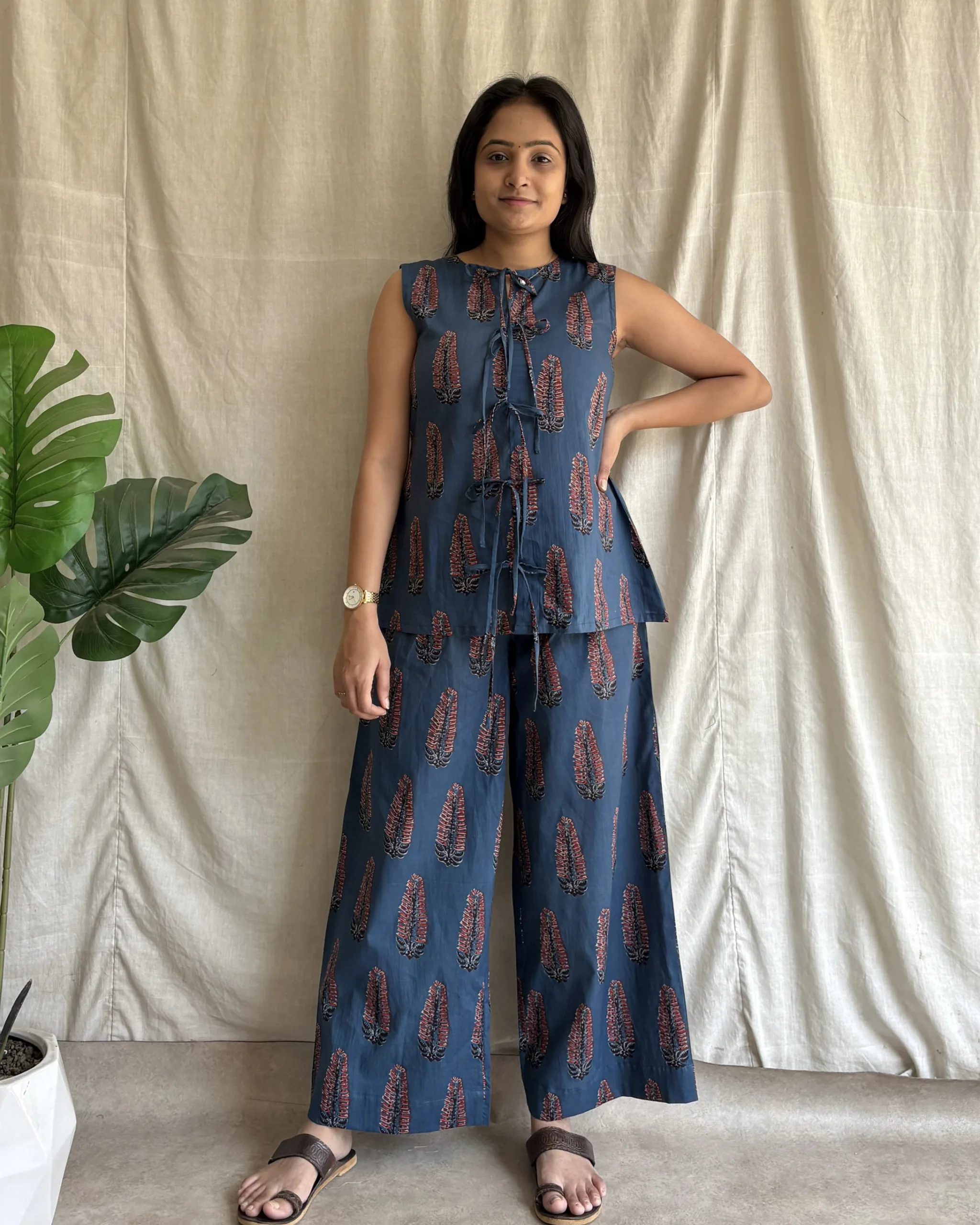 Navy blue cotton coord set
