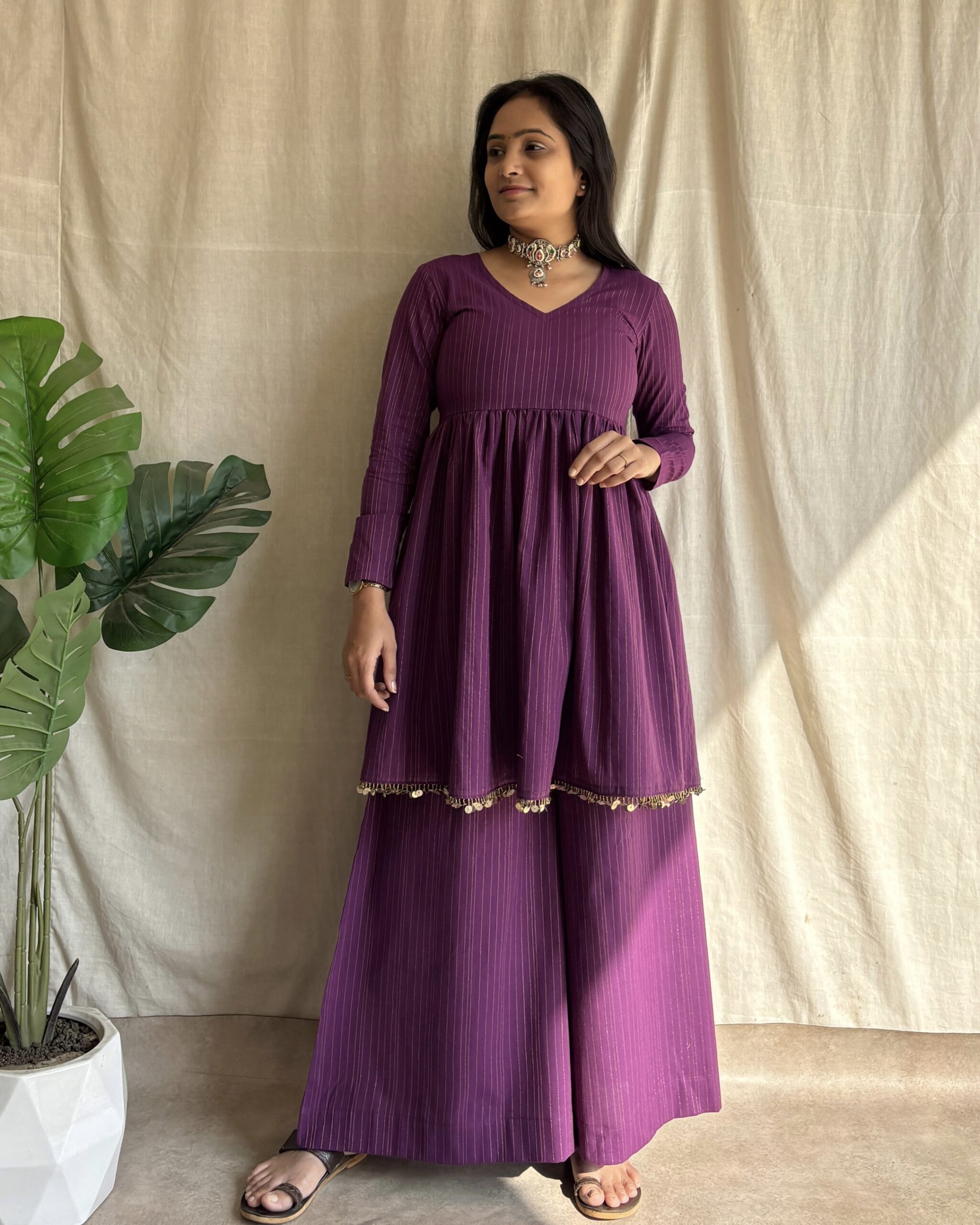 Purple pure Handloom coord set