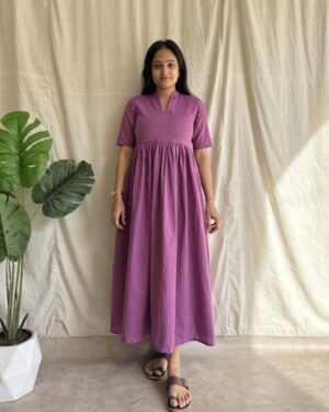 Purple pure Handloom cotton maxi dress