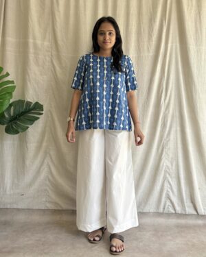 Navy blue cotton top and bottom set