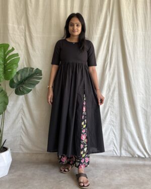 Solid Black cotton kurta set