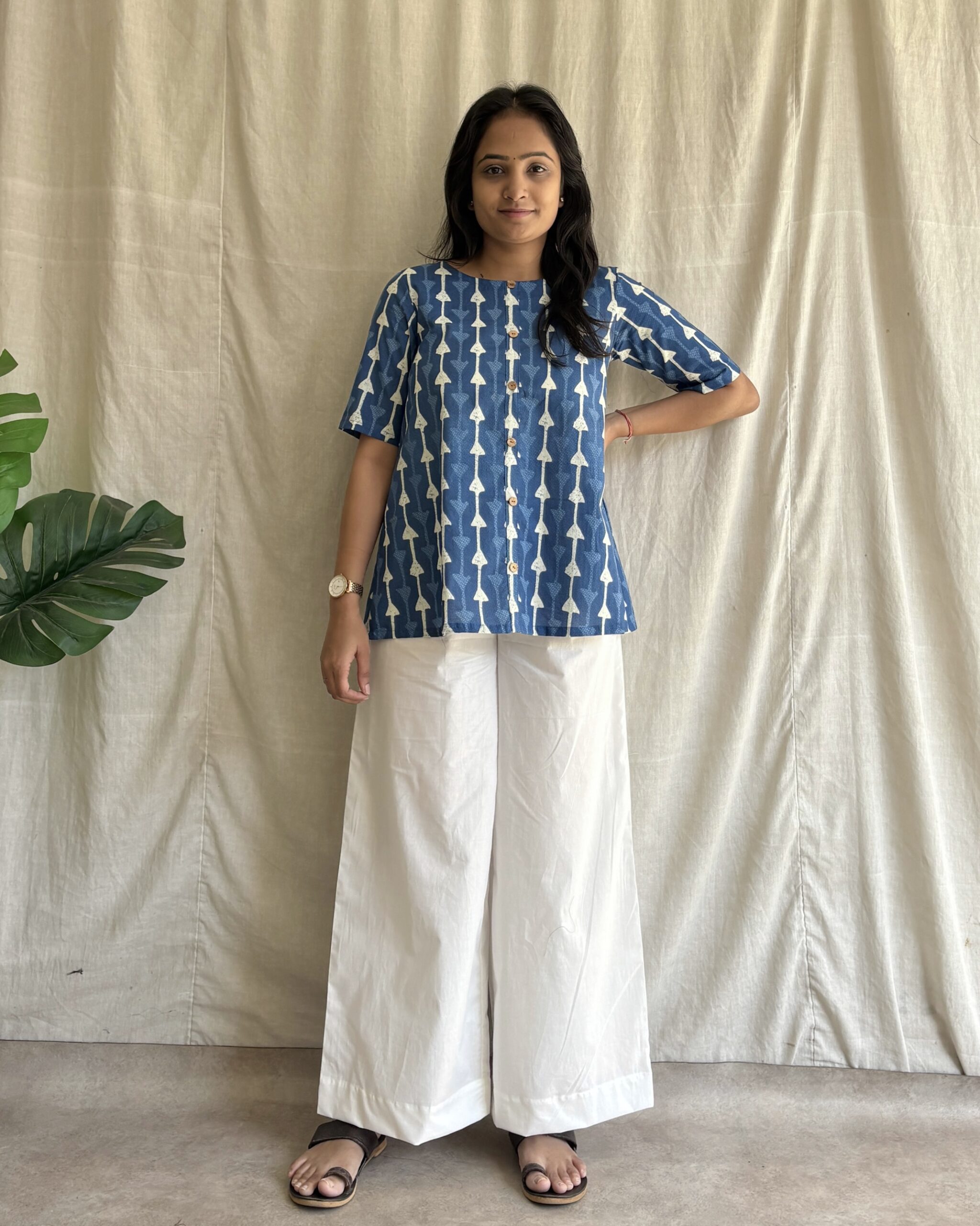 Navy blue cotton top and bottom set