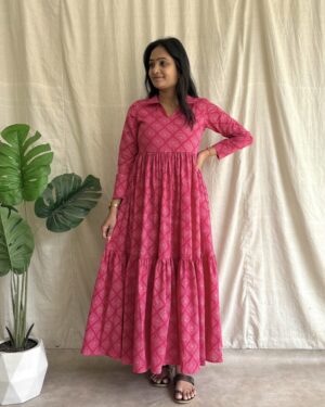 Pink 2 tiered cotton maxi dress
