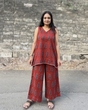 Rust red cotton coord set