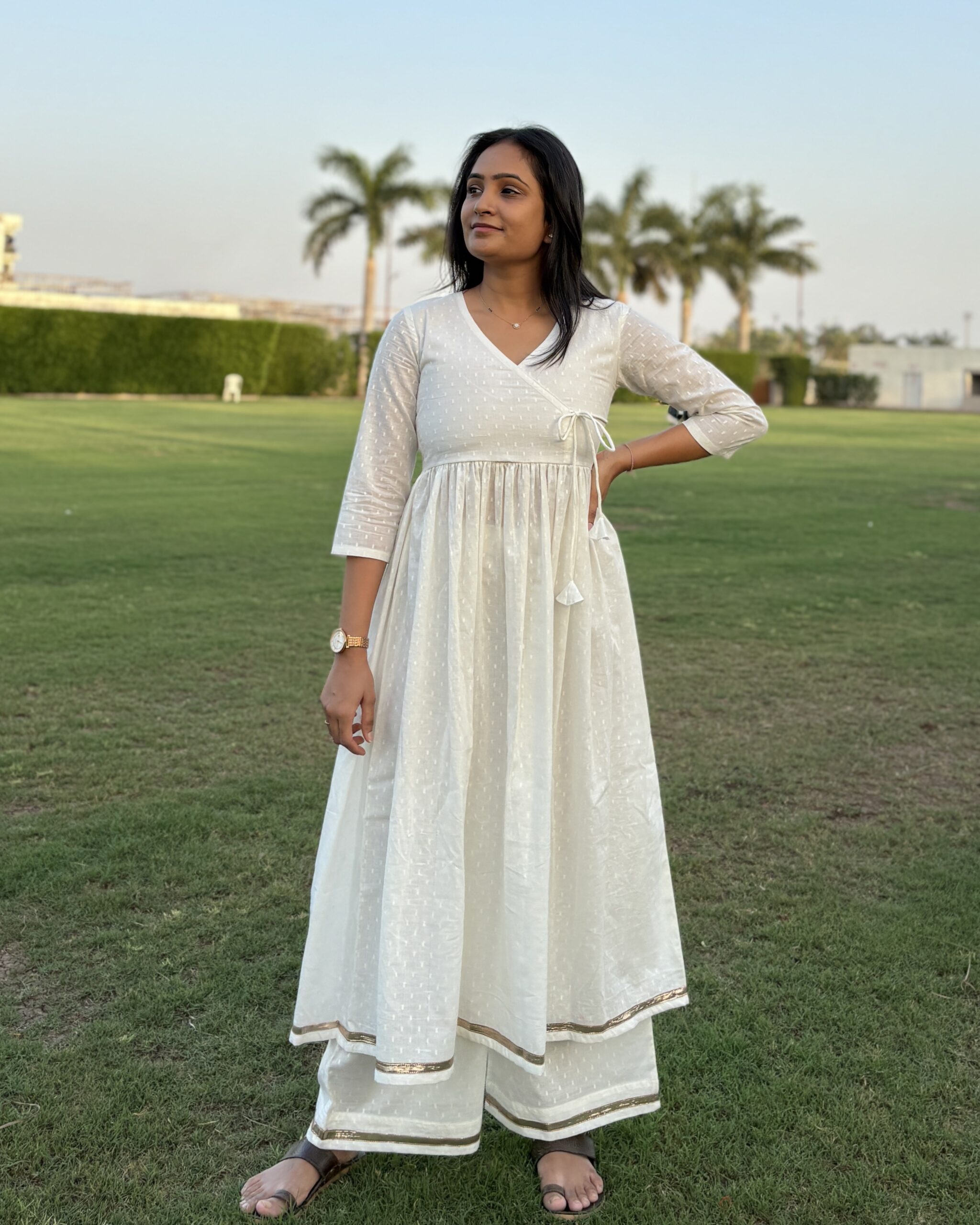 Off white mul cotton suit set