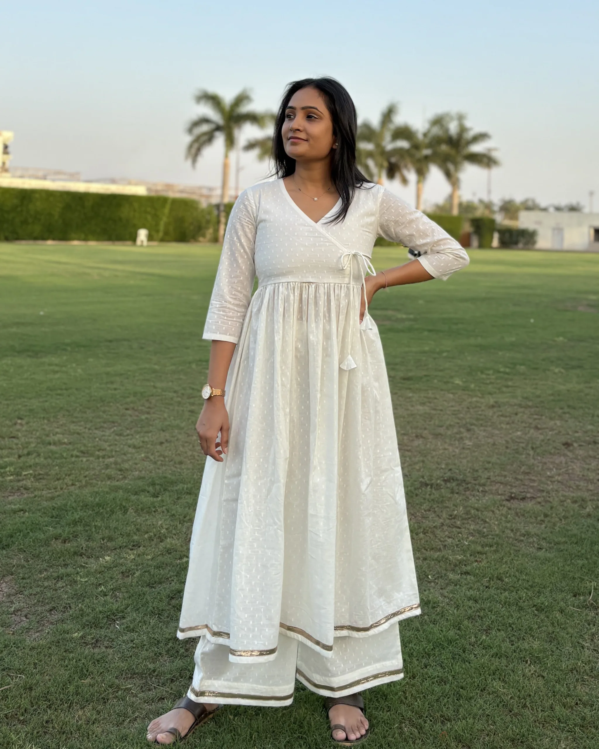 Off white mul cotton suit set