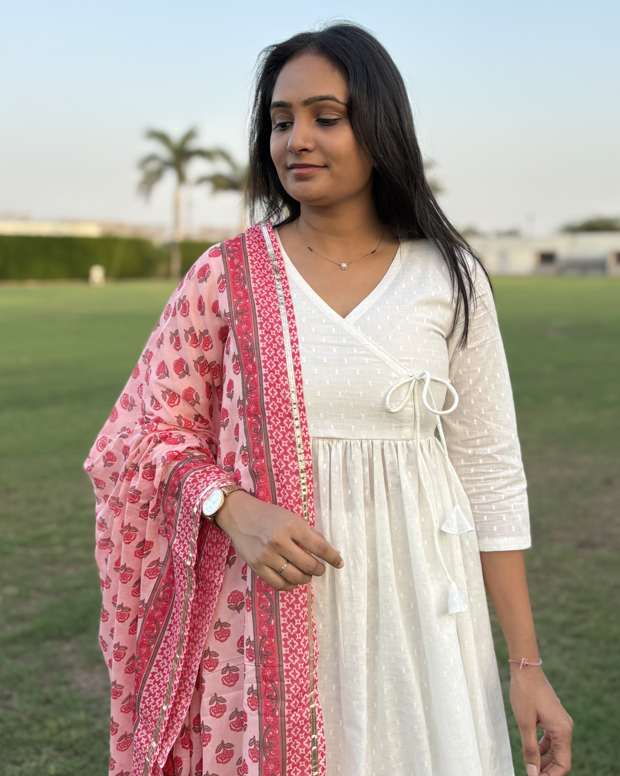 Off white mul cotton suit set