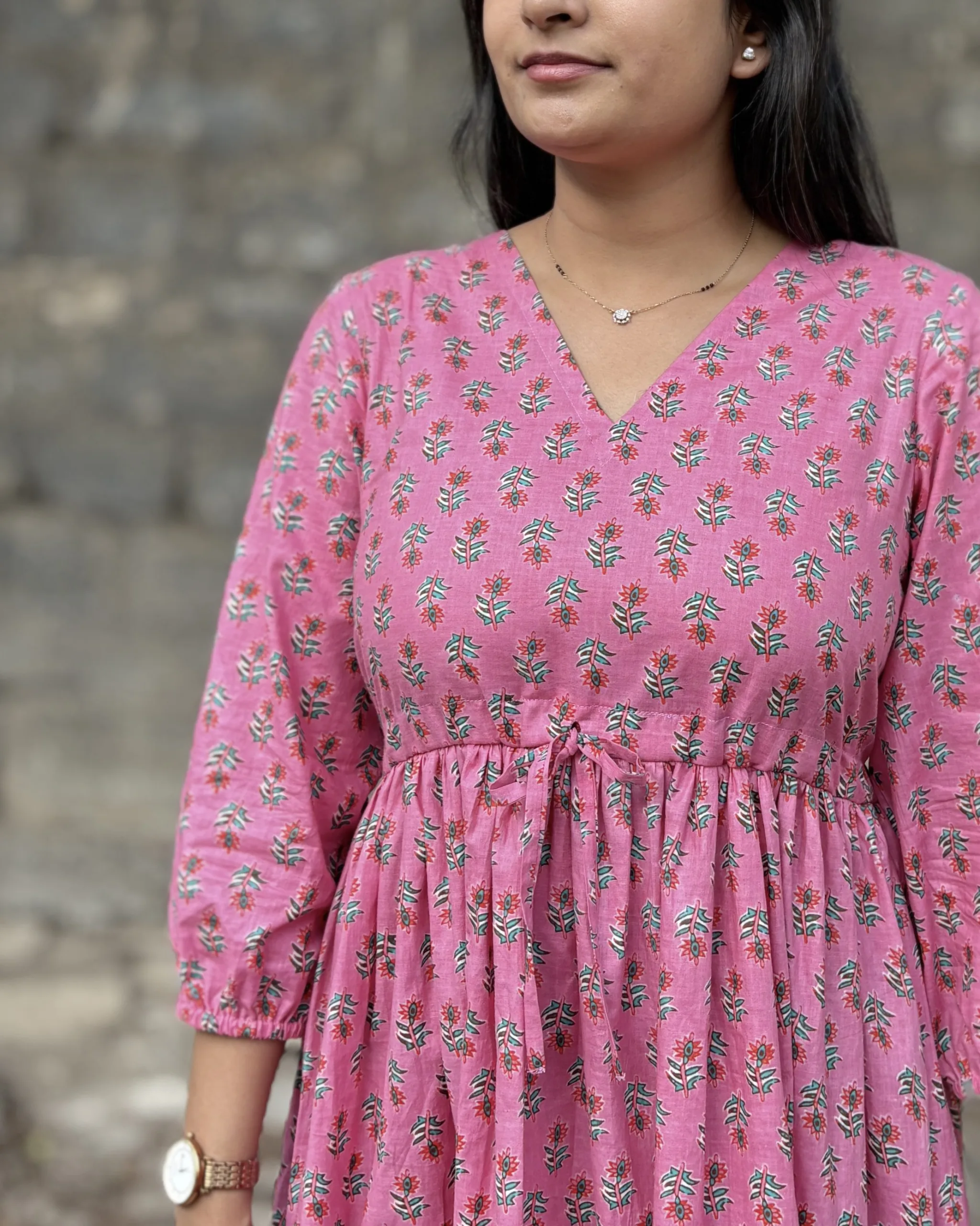 Pink floral print cotton maxi dress - Image 5