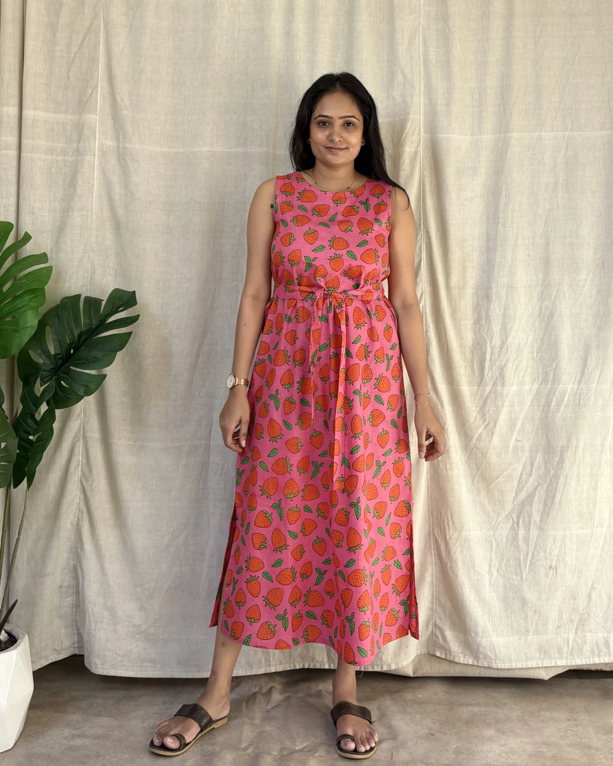 Strawberry print quirky cotton dress - Image 4