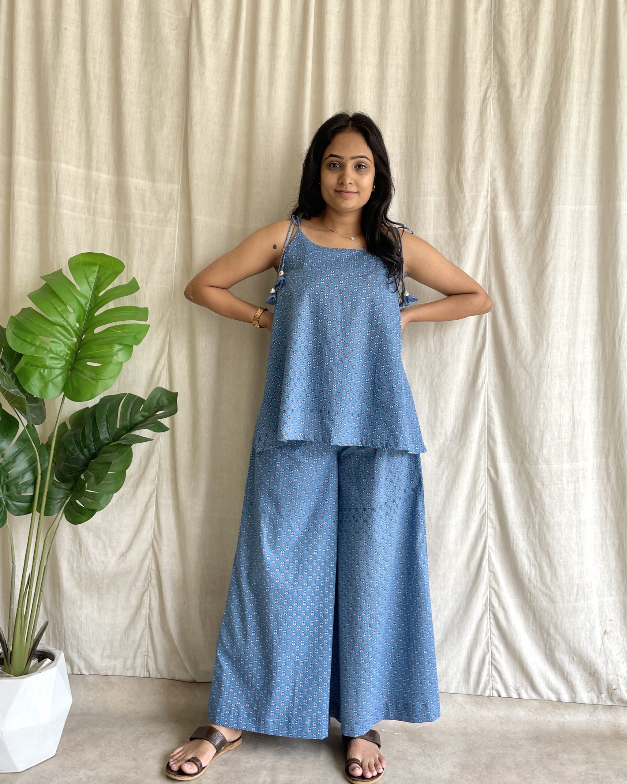 Sky cotton printed coord set