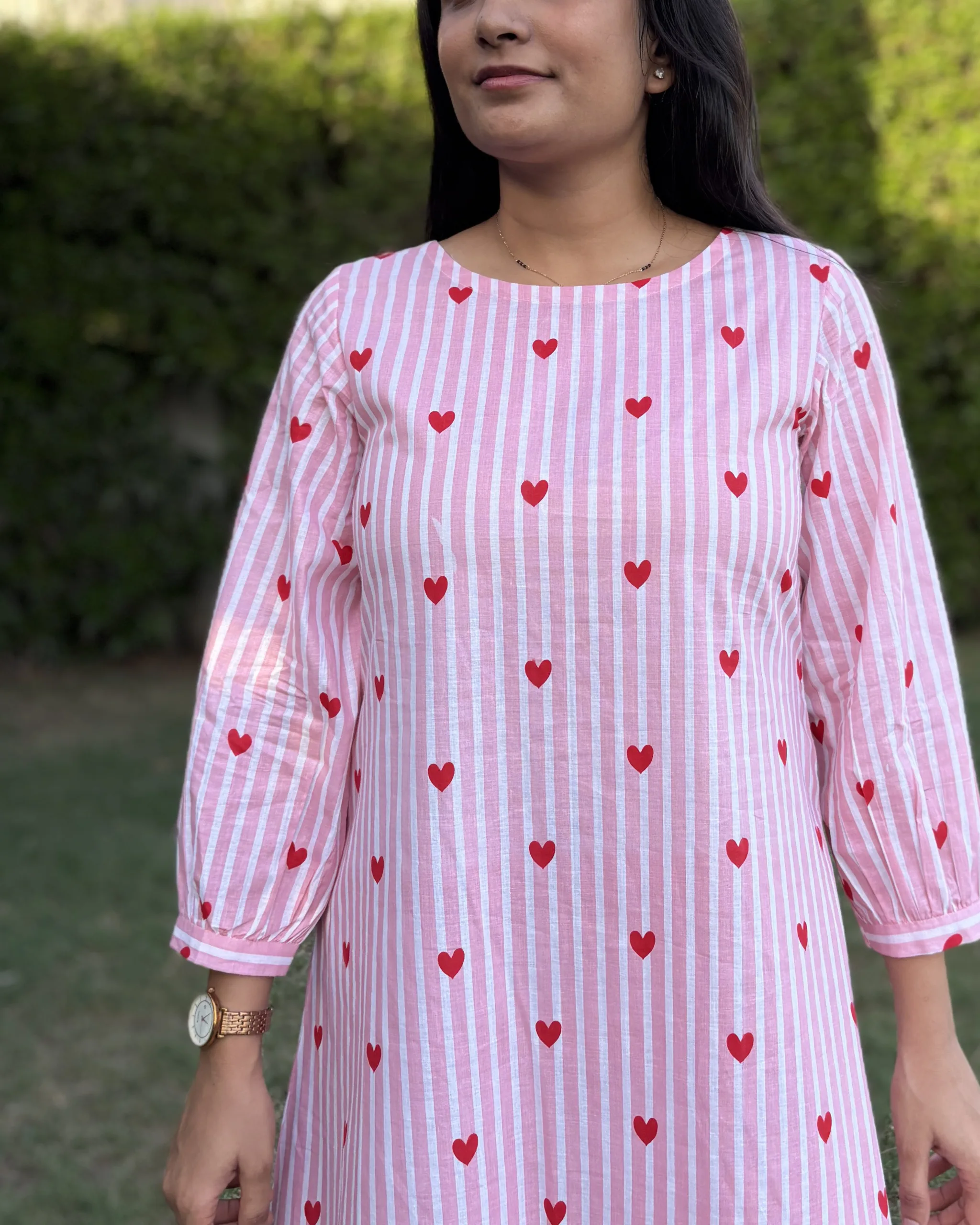 stripe and heart print cotton maxi dress - Image 5