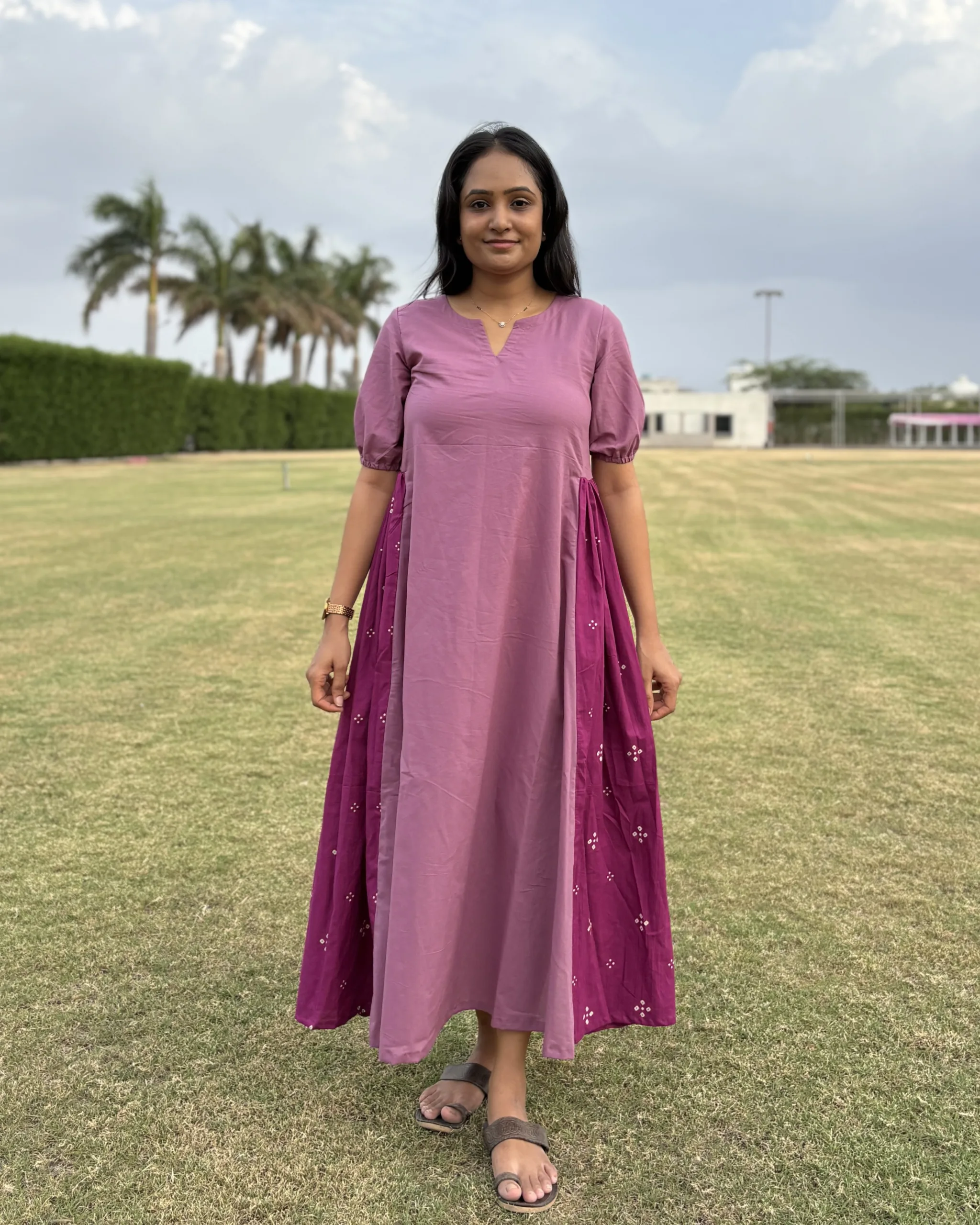 Mauve cotton a line maxi dress - Image 3
