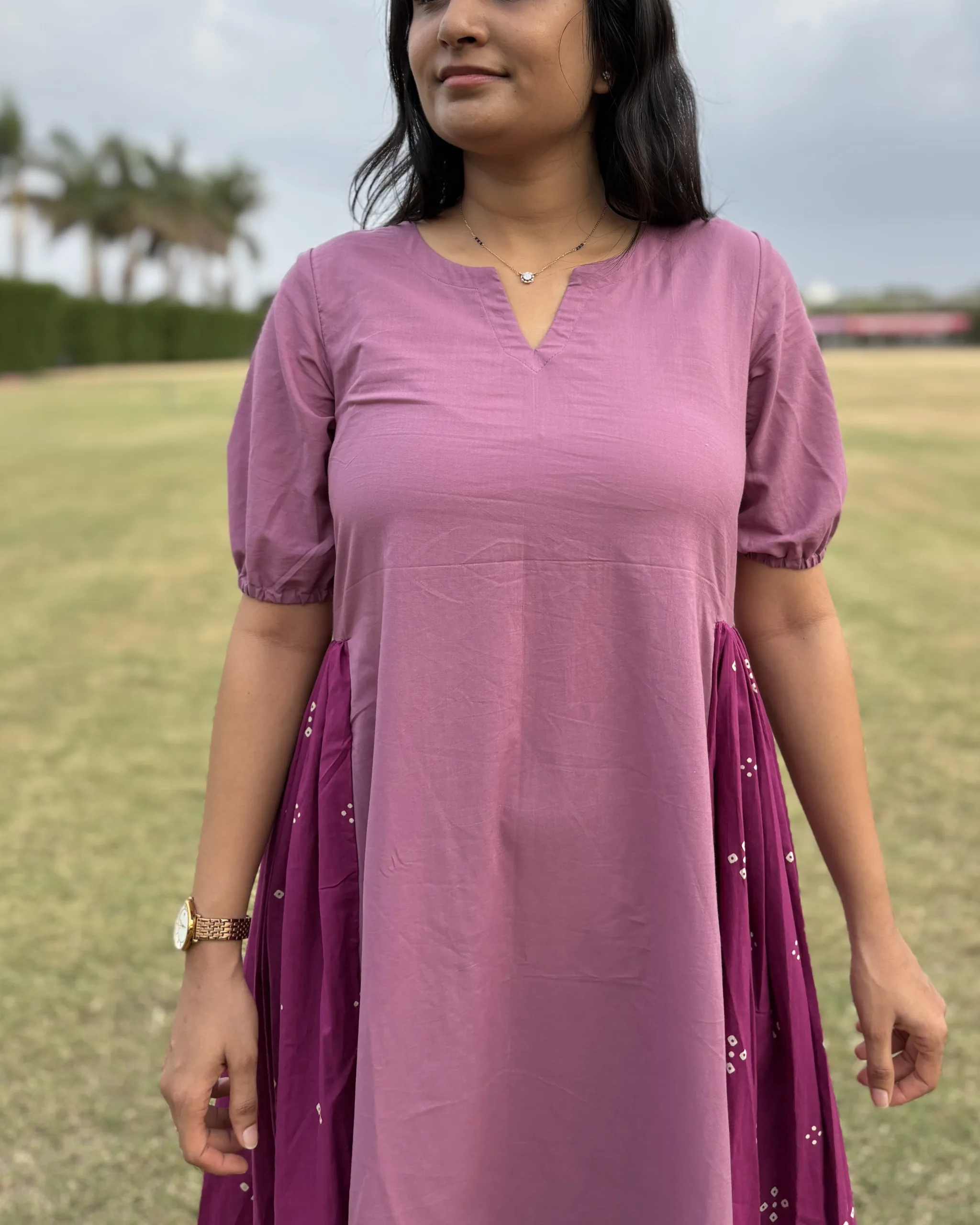 Mauve cotton a line maxi dress - Image 5