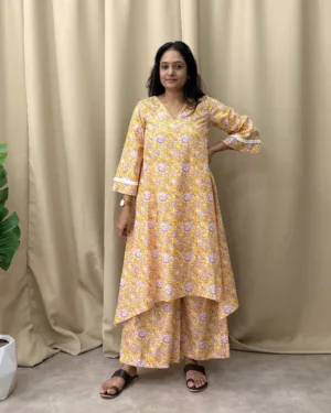 Mango floral print cotton tent style kurta and botttom set