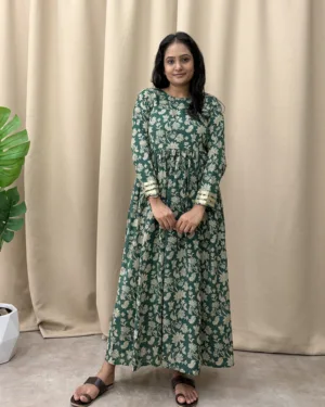 Emerald green cotton maxi dress