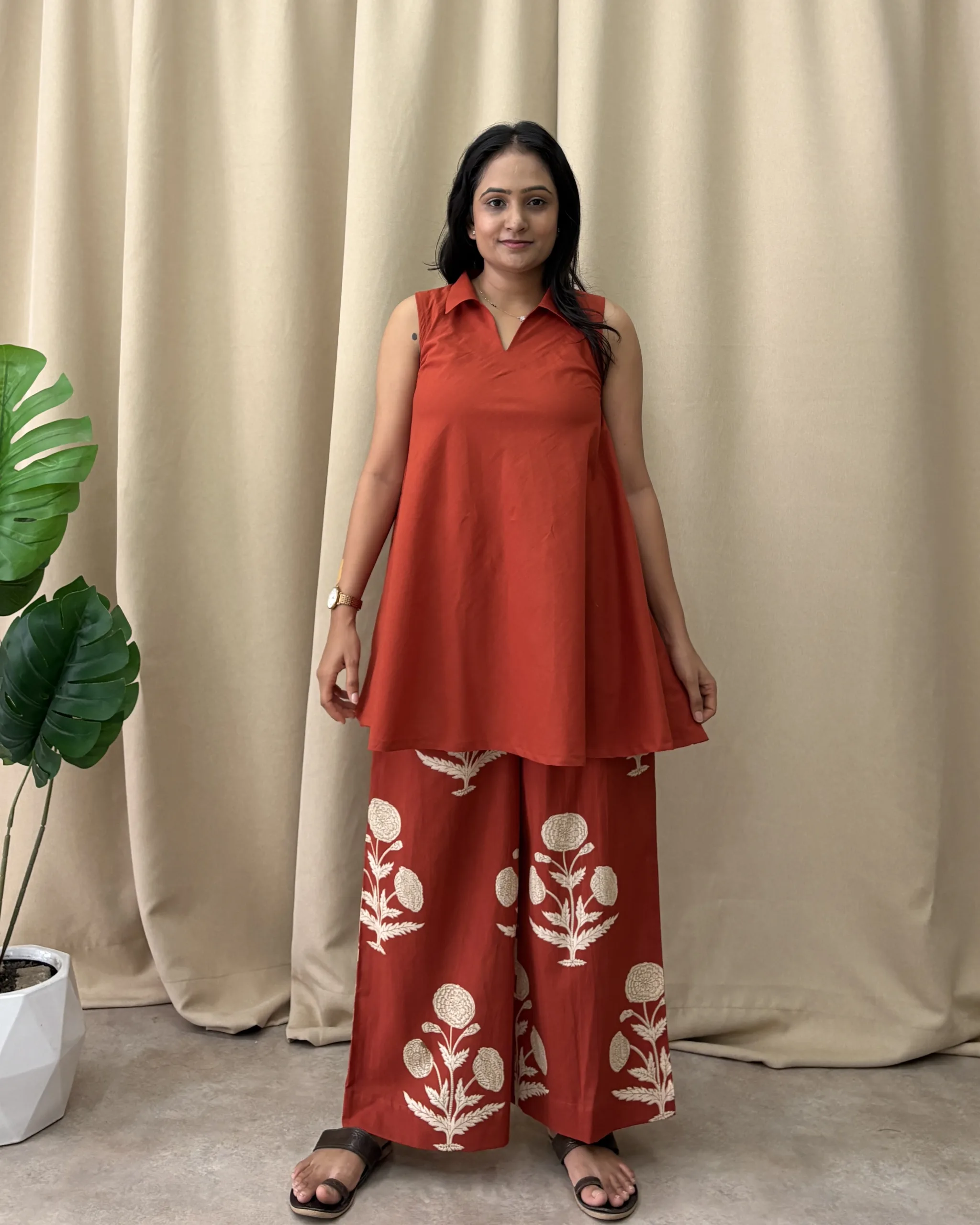 Rust cotton coord set