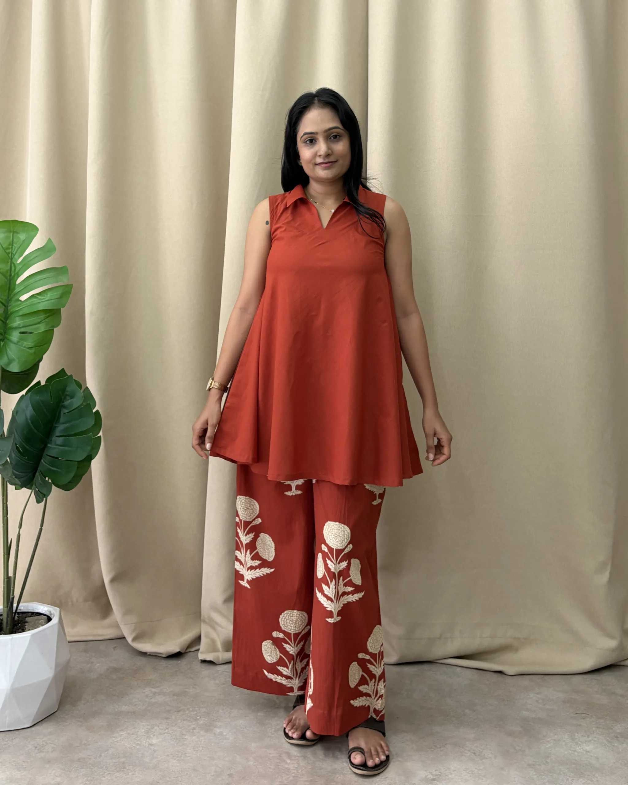 Rust cotton coord set